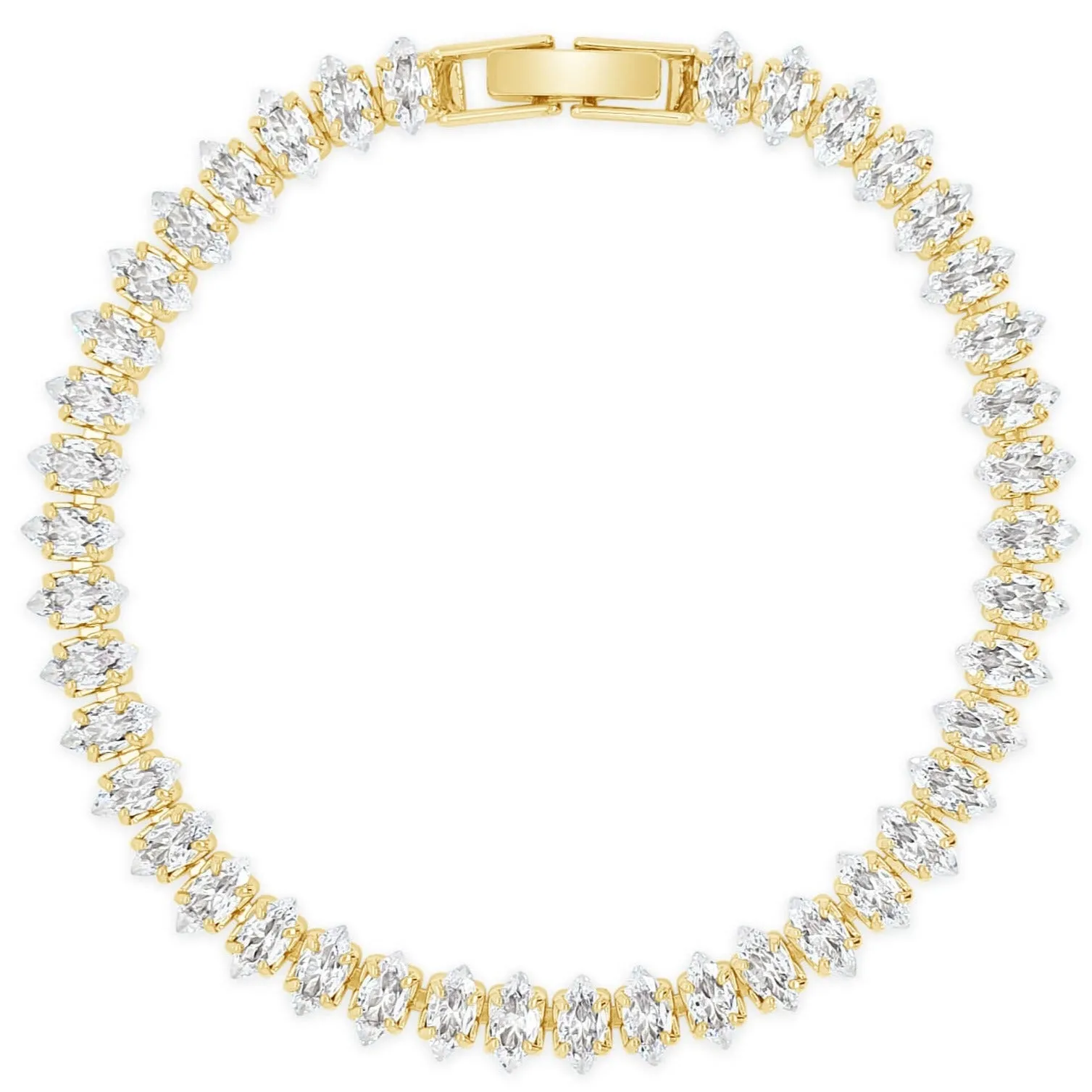 Absolute Gold & Clear Crystal Oval Baguette Bracelet