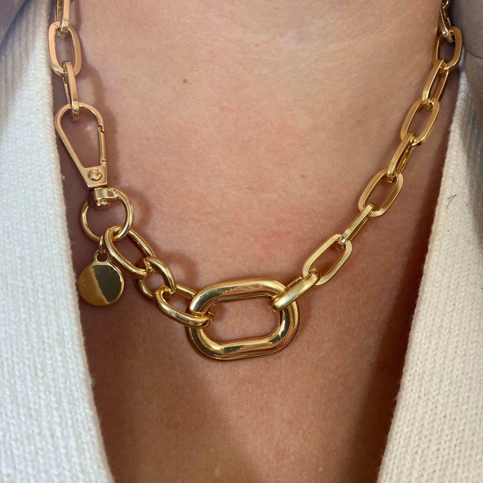 Absolute Gold Chunky Oval Link Necklace