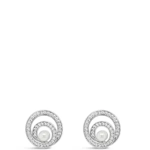 Absolute Silver & Cream Pearl Entwined Halo Earrings