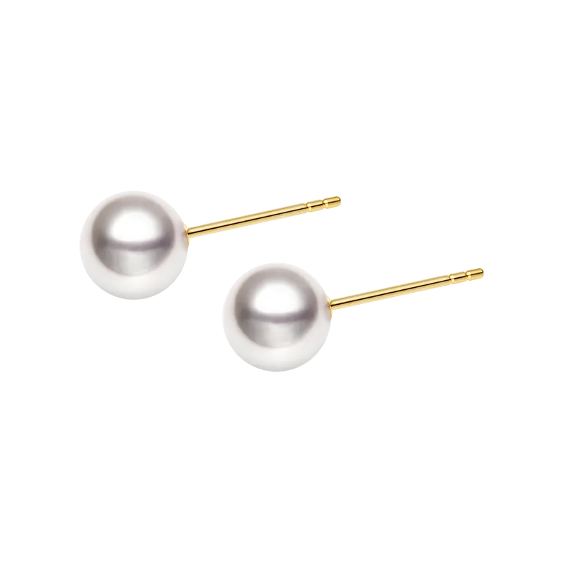 Akoya Pearl 18K Gold Bulb Stud Earrings