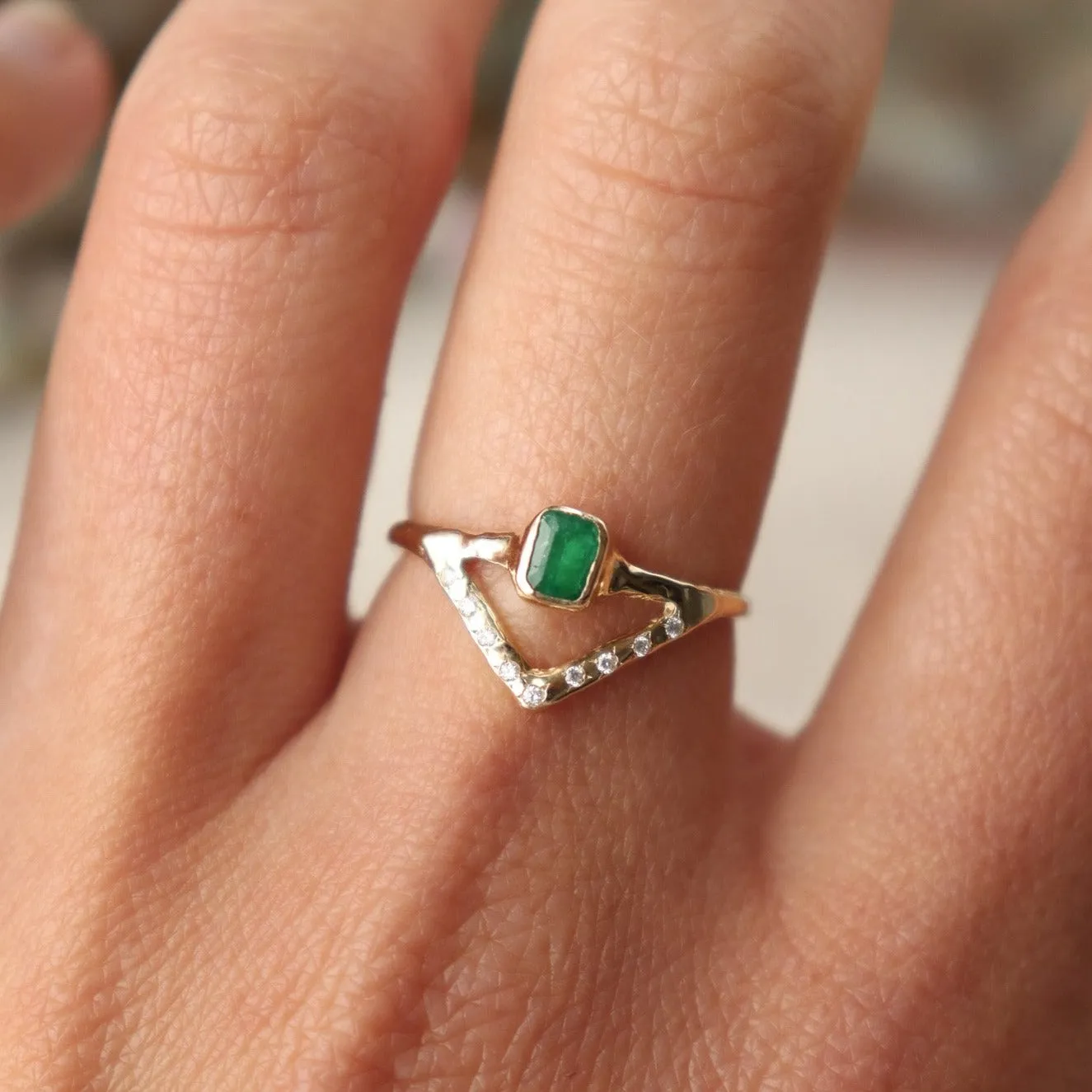 Alwyn Peak Ring | Emerald, Diamonds, 14k Gold