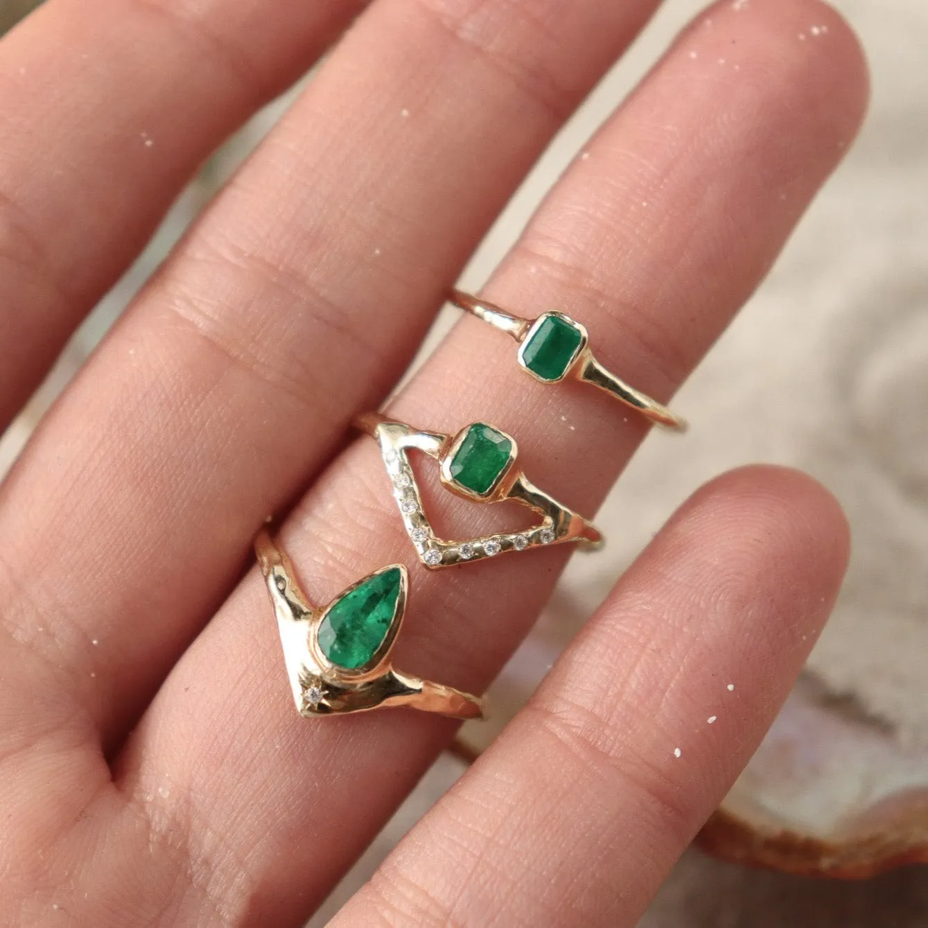 Alwyn Peak Ring | Emerald, Diamonds, 14k Gold