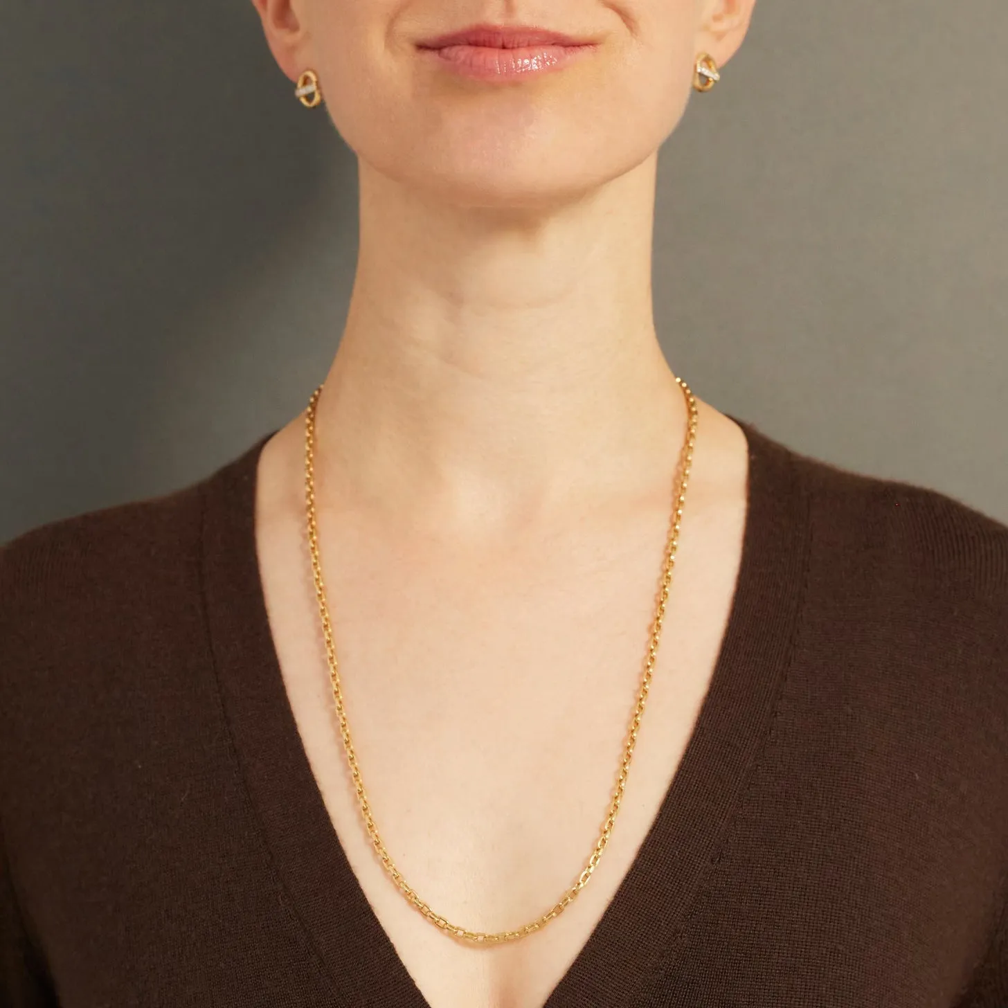 Anchor Chain Necklace 18K Yellow Gold, Small Link, 25"