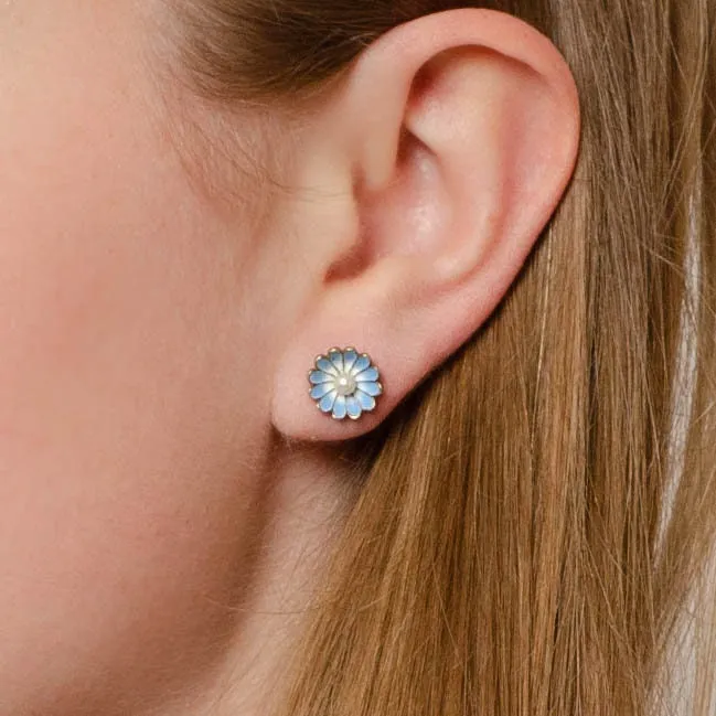 Antique Enamel Flower Single Stud Earring 9ct Gold