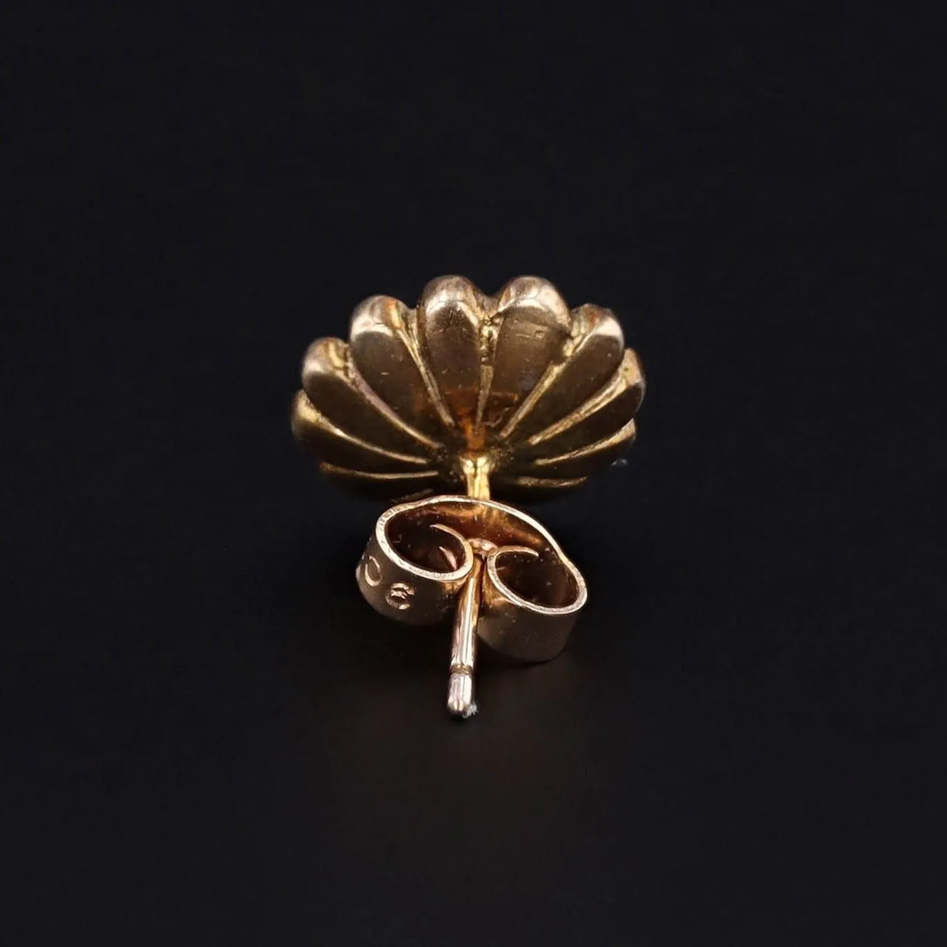 Antique Enamel Flower Single Stud Earring 9ct Gold
