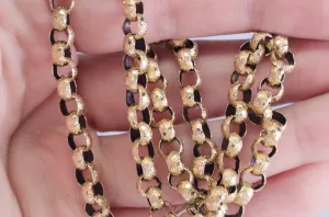 ANTIQUE SOLID GOLD BELCHER STYLE NECKLACE WITH ENGRAVED STAR MOTIFS