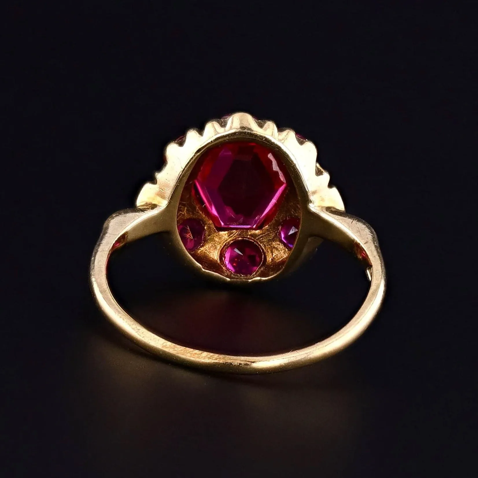 Antique Synthetic Ruby Ring of 10k Gold