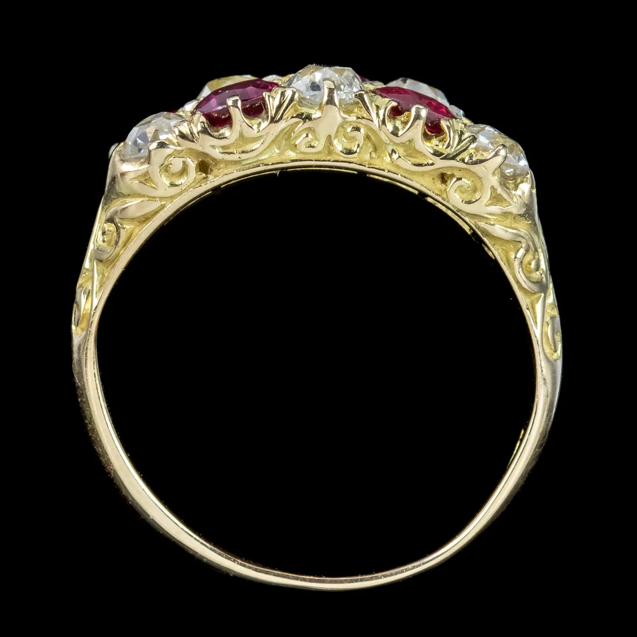 Antique Victorian Ruby Diamond Checkerboard Ring 0.68ct Ruby