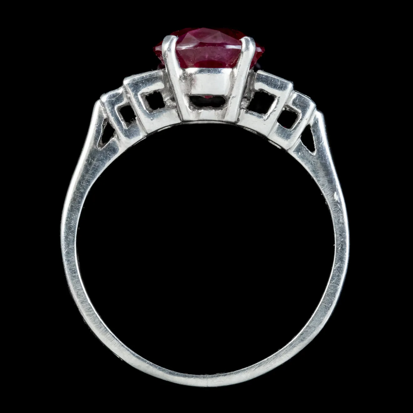 Art Deco French Burmese Ruby Diamond Ring 2.40ct Ruby With Cert
