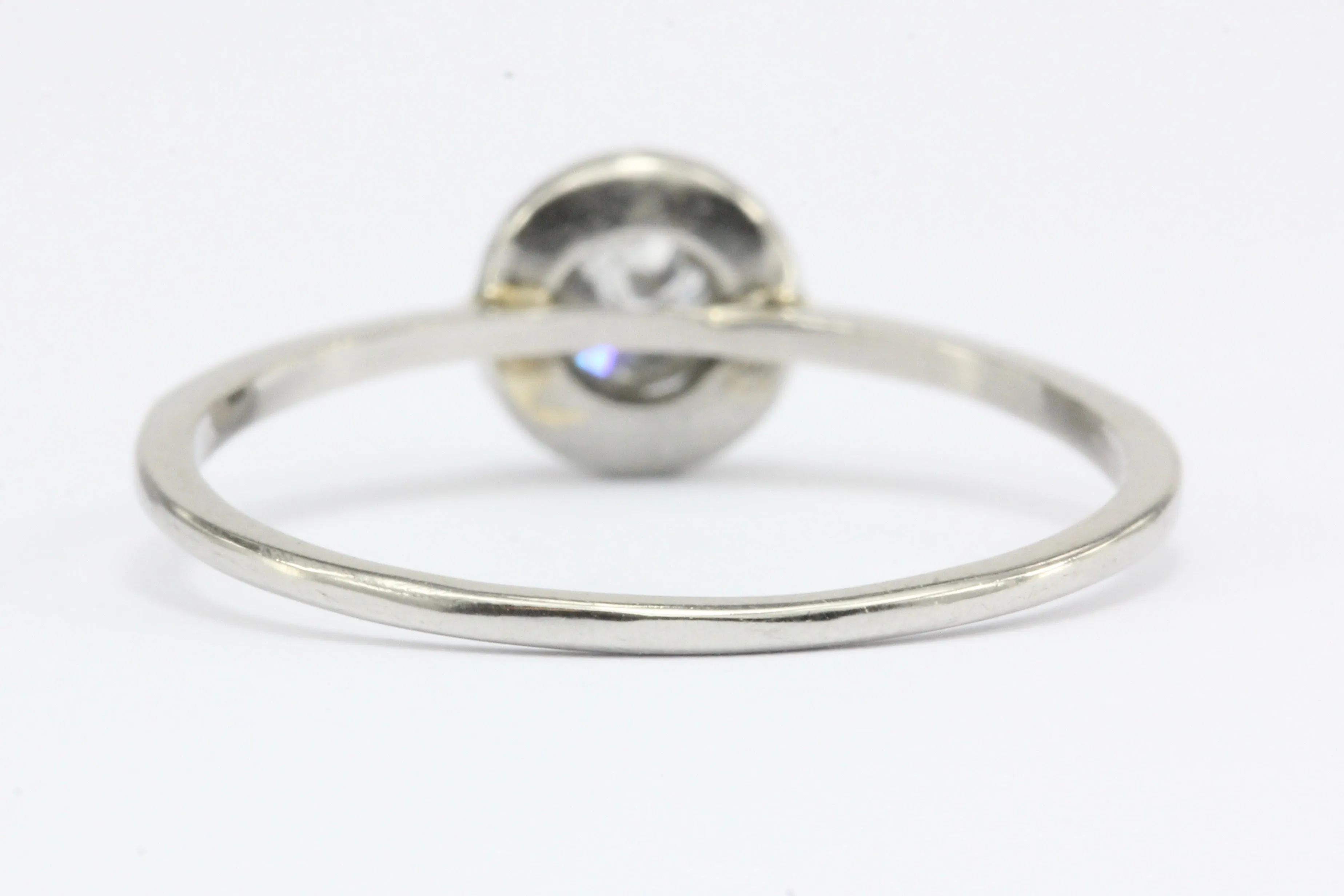Art Deco Platinum Diamond and Ruby Halo Ring Size 7.25
