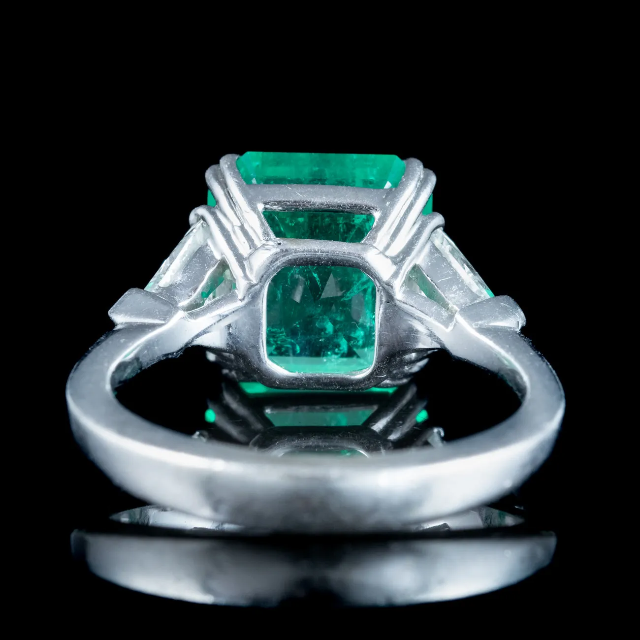 Art Deco Style Emerald Diamond Trilogy Ring 3.5ct Emerald