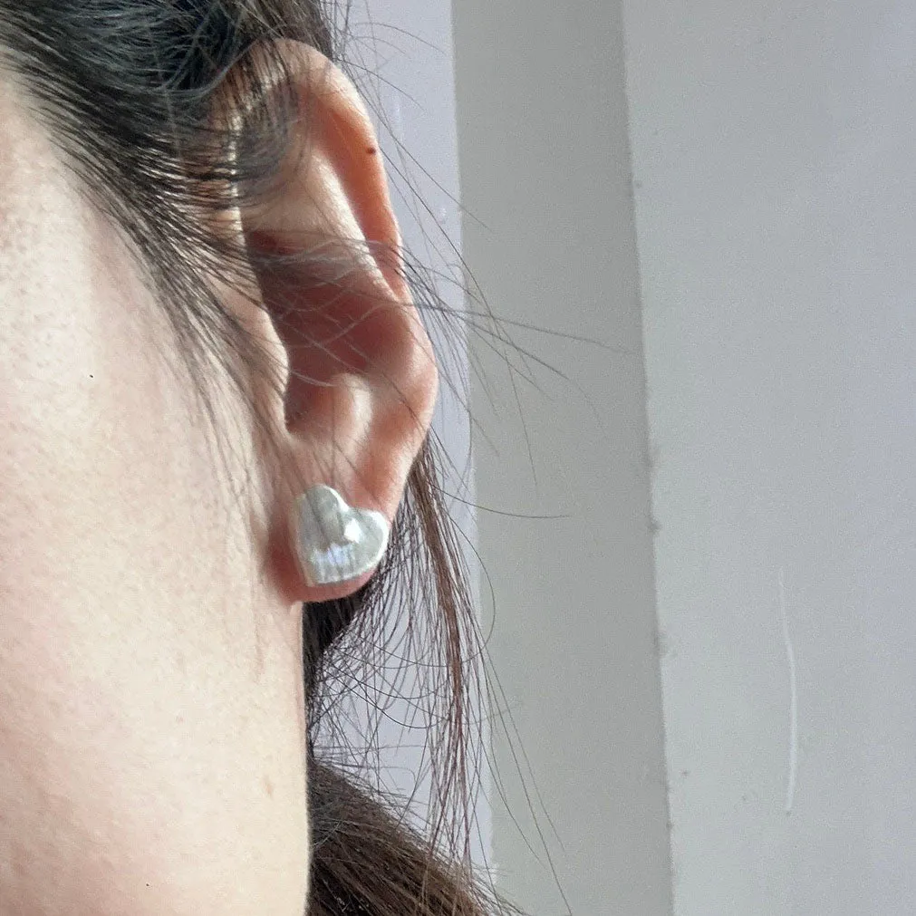 Baroque Heart Pearl Stud Earrings