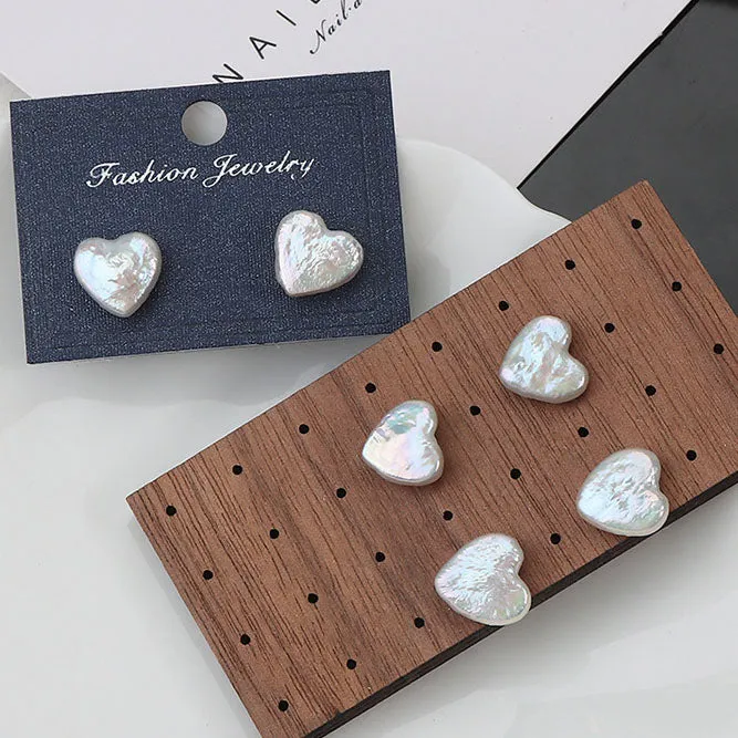 Baroque Heart Pearl Stud Earrings