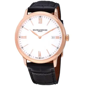Baume et Mercier Classima White Dial Black Leather Men's Watch 10441