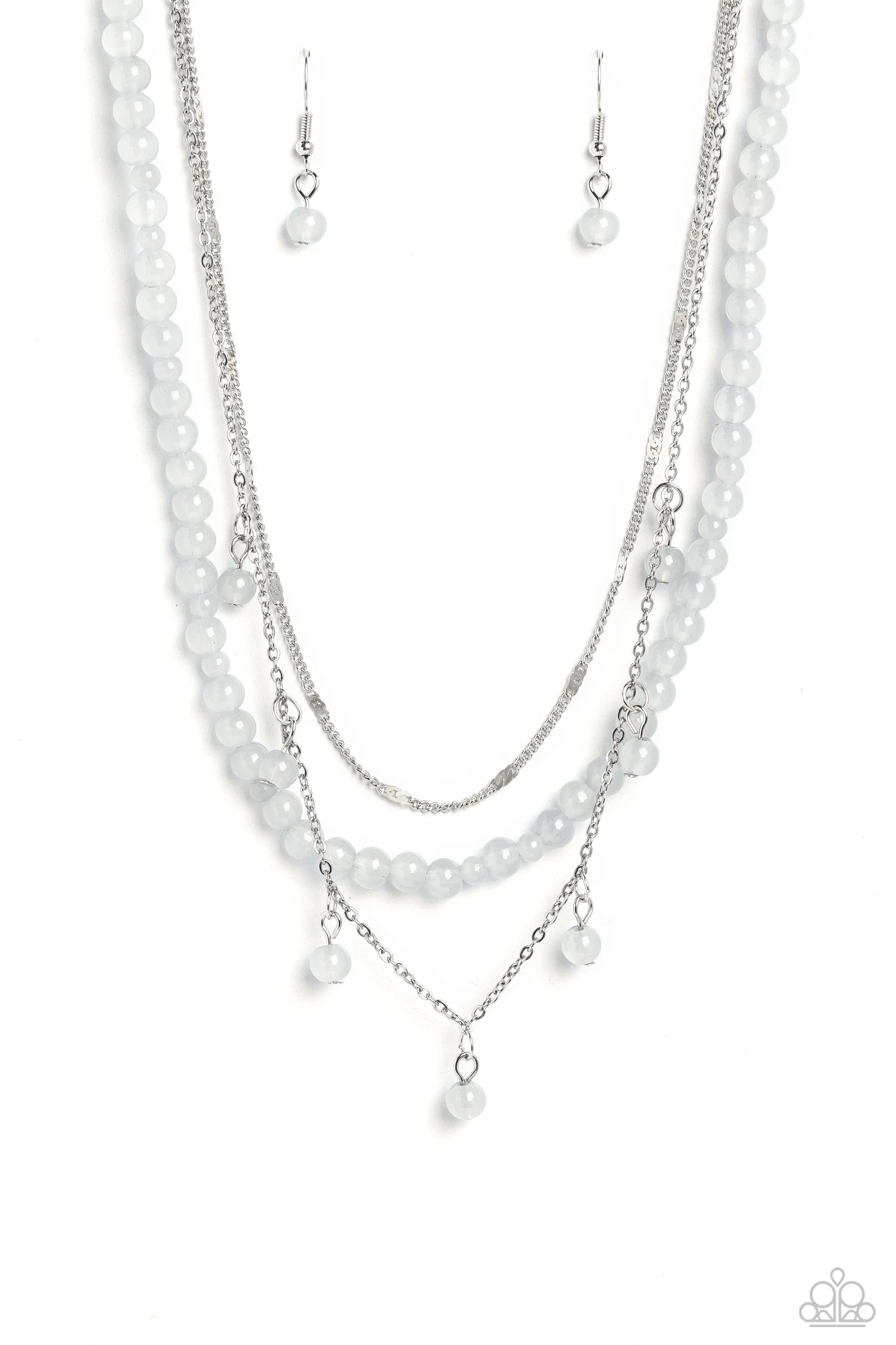 BEAD All About It - Silver - Stone Bead Tiered Paparazzi Short Necklace