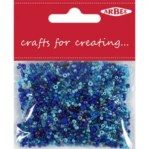 BEAD GLASS SEED BEAD ASSTD SIZES BLUE 50G