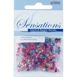 BEAD GLASS SEED CLEAR WBRIGHT 3.6MM 25G