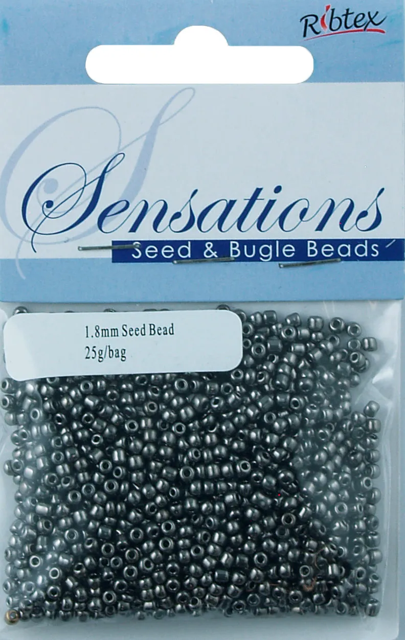 BEAD GLASS SEED STEEL GREY 1.8MM 25G