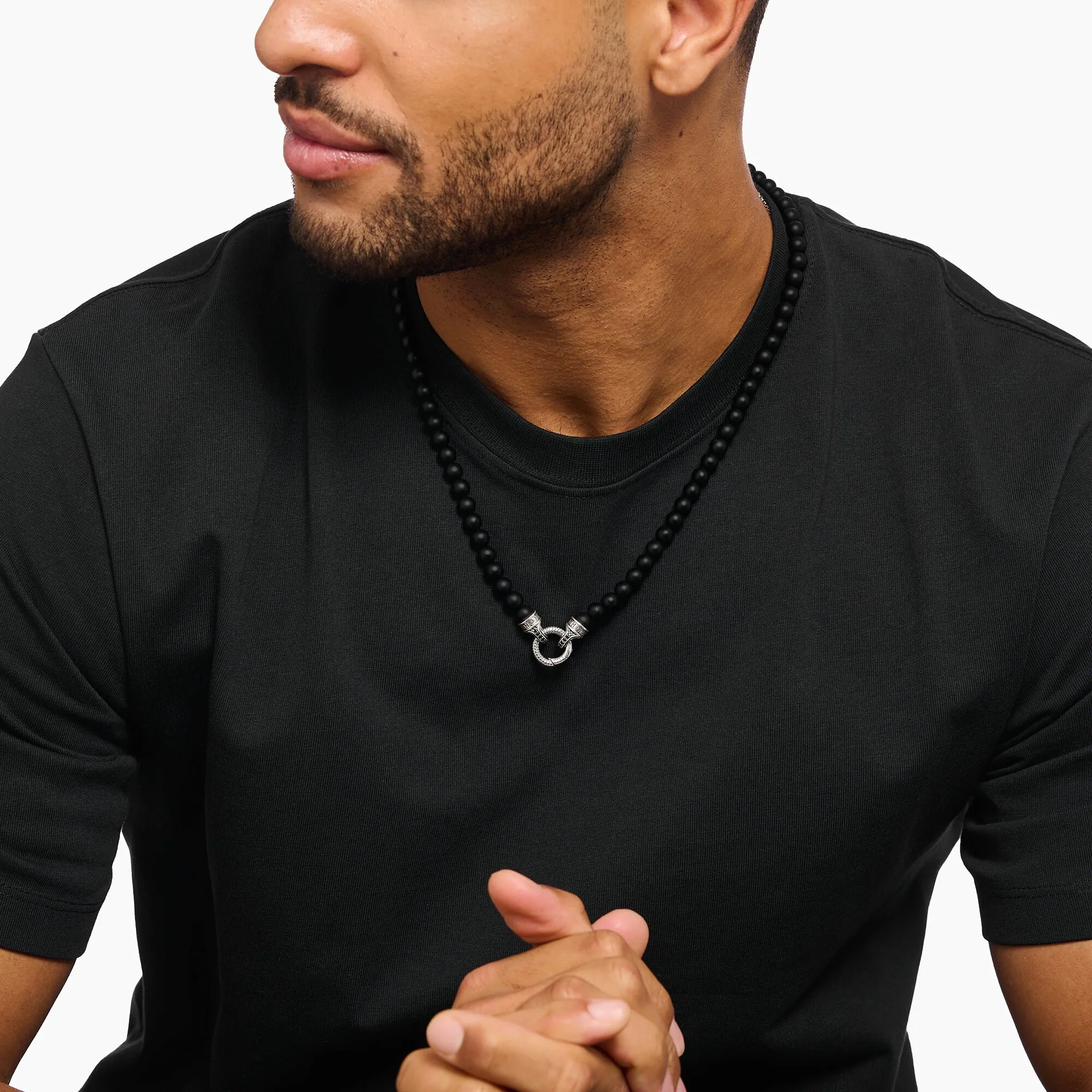 Bead Necklace Black Obsidian
