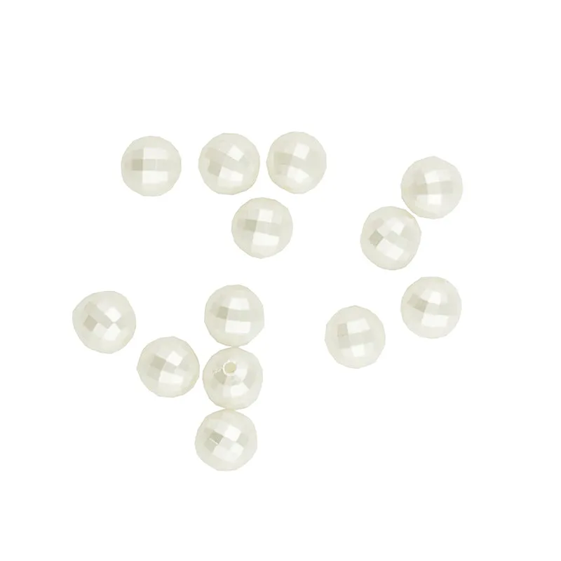 BEAD PLASTIC FACETED ROUND PEARL WHITE
