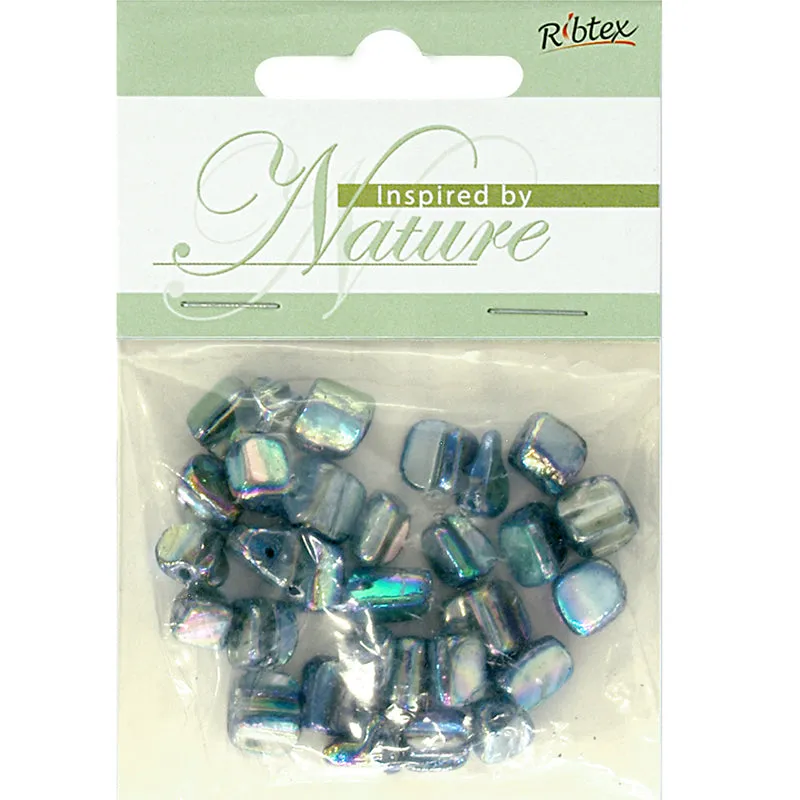 BEAD SHELL LUSTRE CUBES 8MM TURQUOISE AB