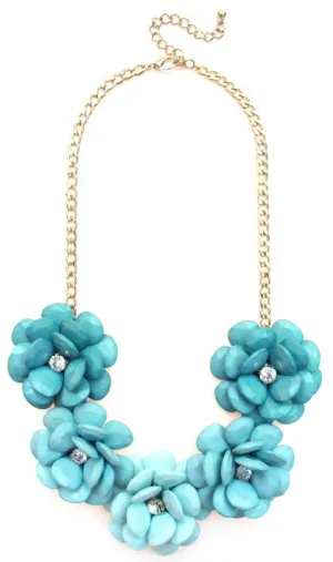 Beaded Rosette Statement Necklace- Mint Ombre
