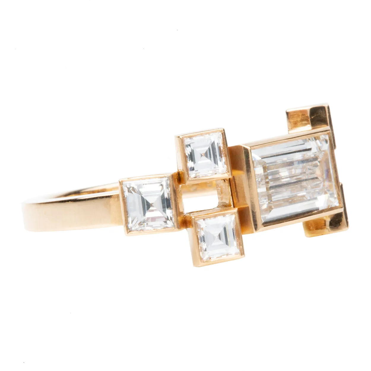 Bell & Bird Seven Stone Emerald Cut Diamond Ring