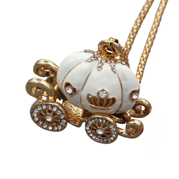 Betsey Johnson Carriage White Enamel Pendant Necklace