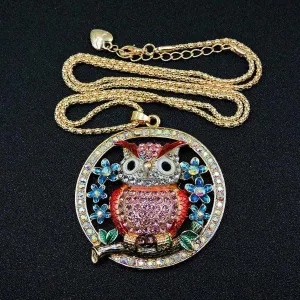 Betsey Johnson Owl Sitting on Branch Pendant Necklace