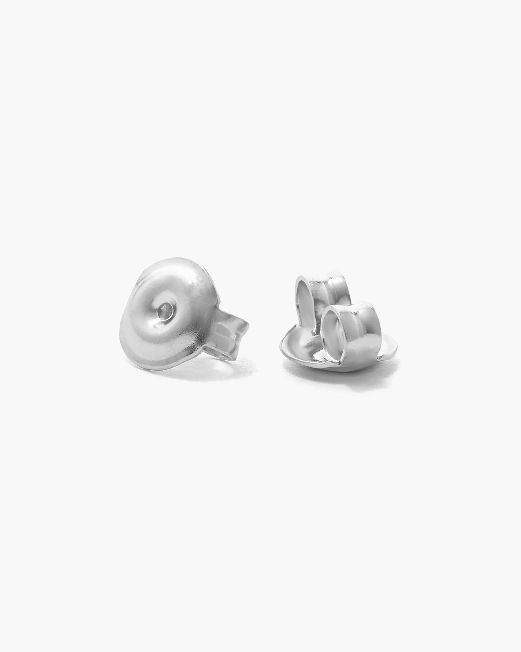 Bezeled Pearl Stud Earrings - Silver