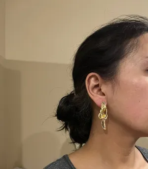 Big gold earrings , gold knot  large ,  gold stud earring , abstract gold earrings , chunky gold shiny metal studs