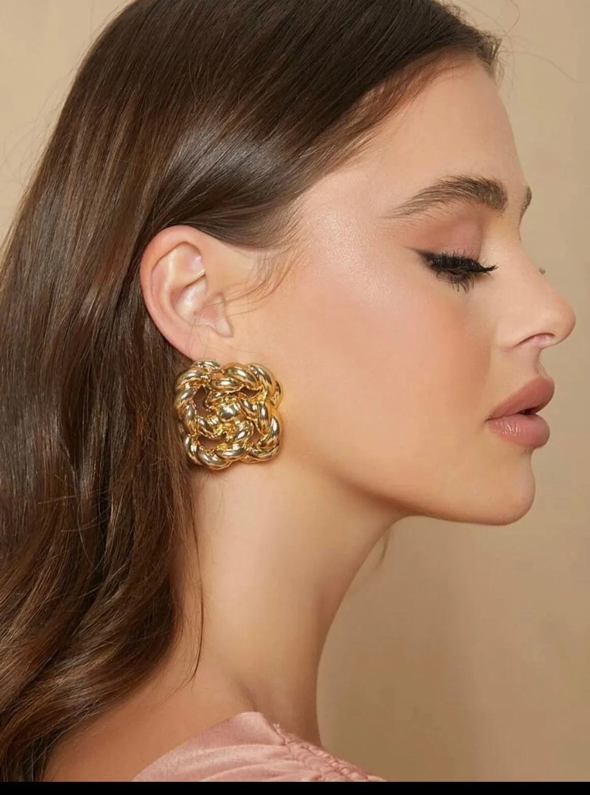 Big gold earrings , gold studs large , huge gold stud earring , abstract gold earrings , chunky gold shiny metal studs