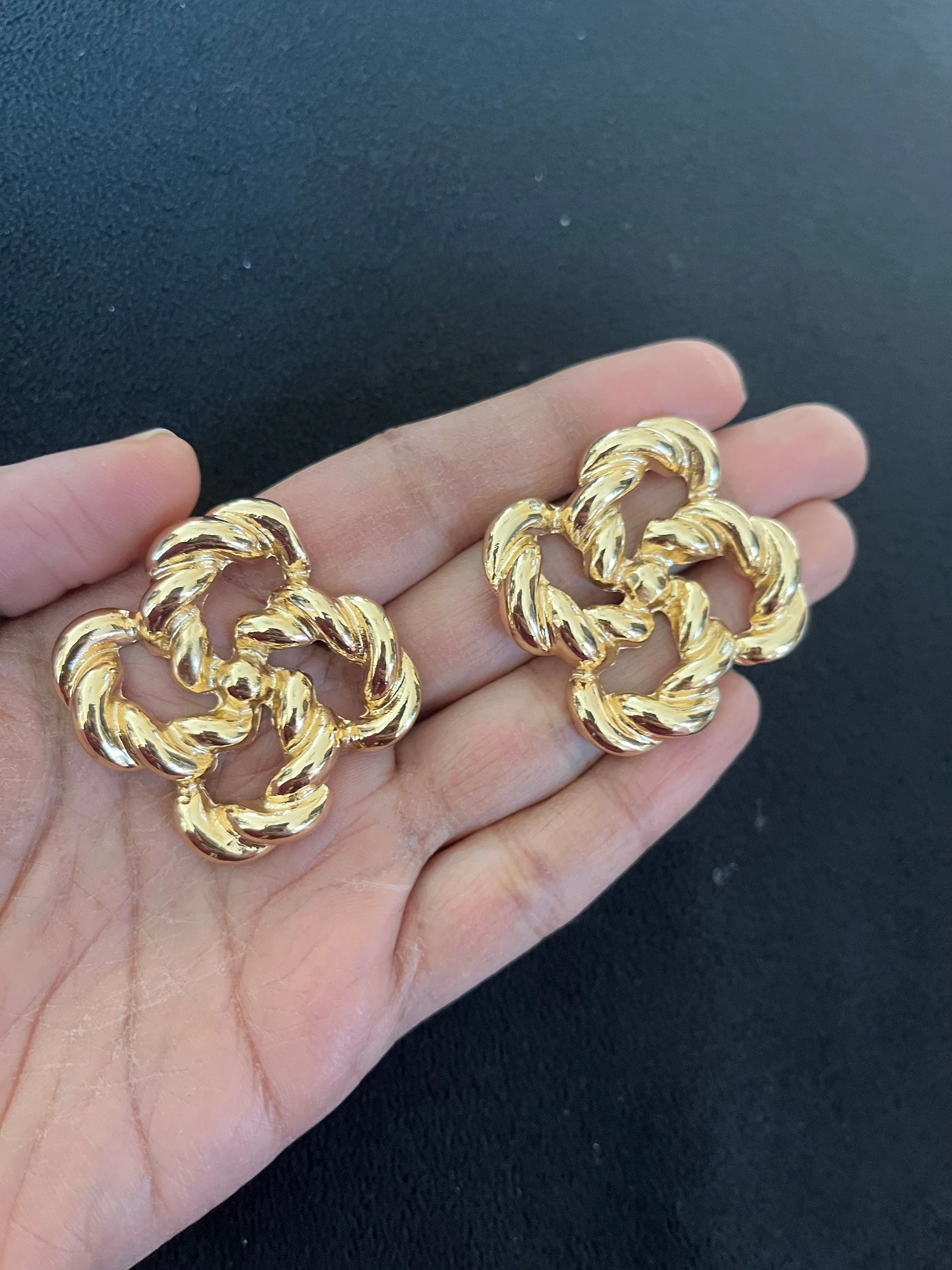 Big gold earrings , gold studs large , huge gold stud earring , abstract gold earrings , chunky gold shiny metal studs