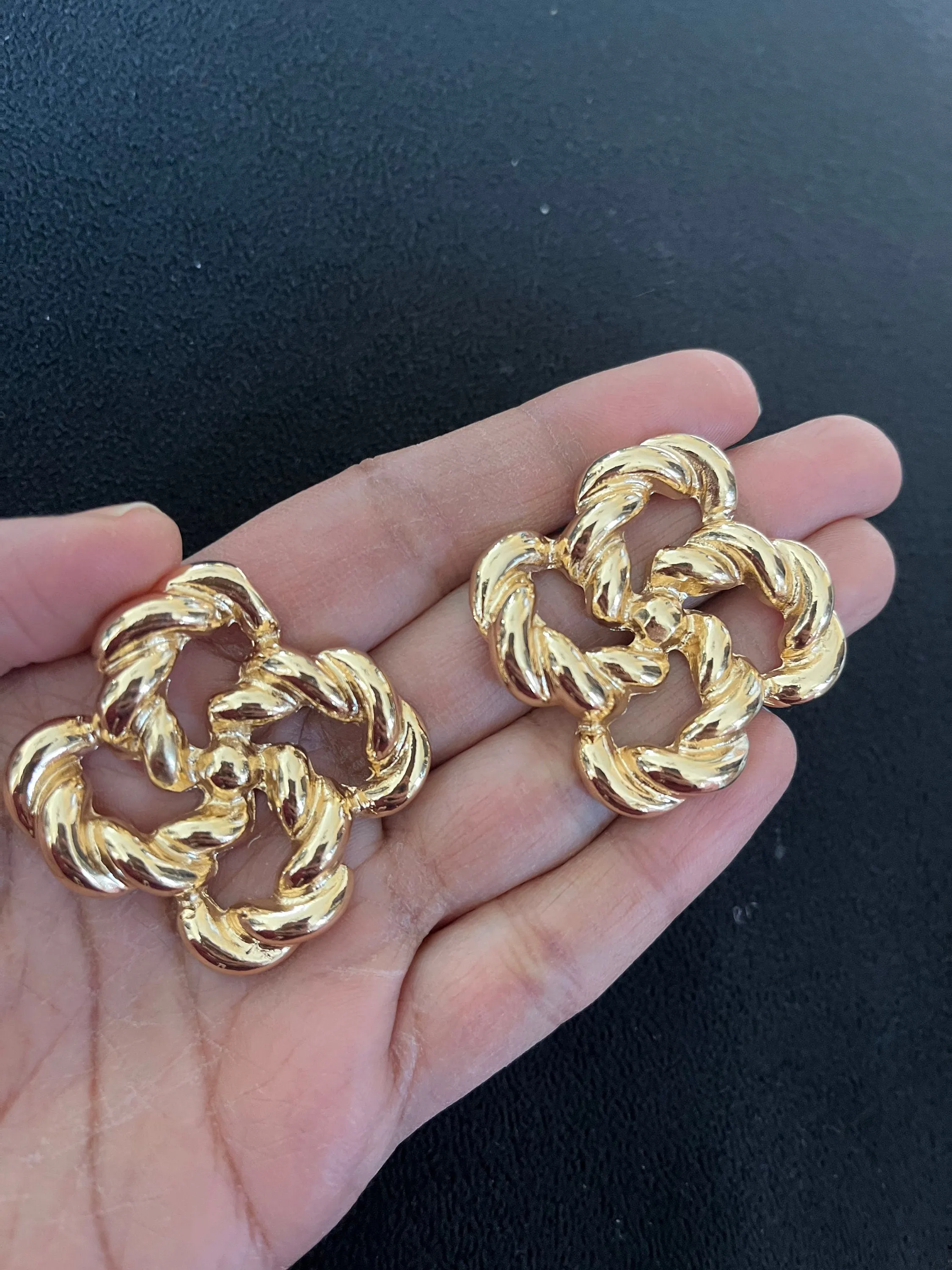Big gold earrings , gold studs large , huge gold stud earring , abstract gold earrings , chunky gold shiny metal studs