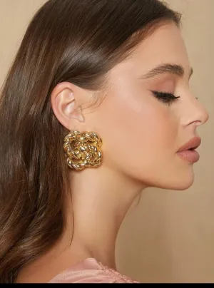 Big gold earrings , gold studs large , huge gold stud earring , abstract gold earrings , chunky gold shiny metal studs