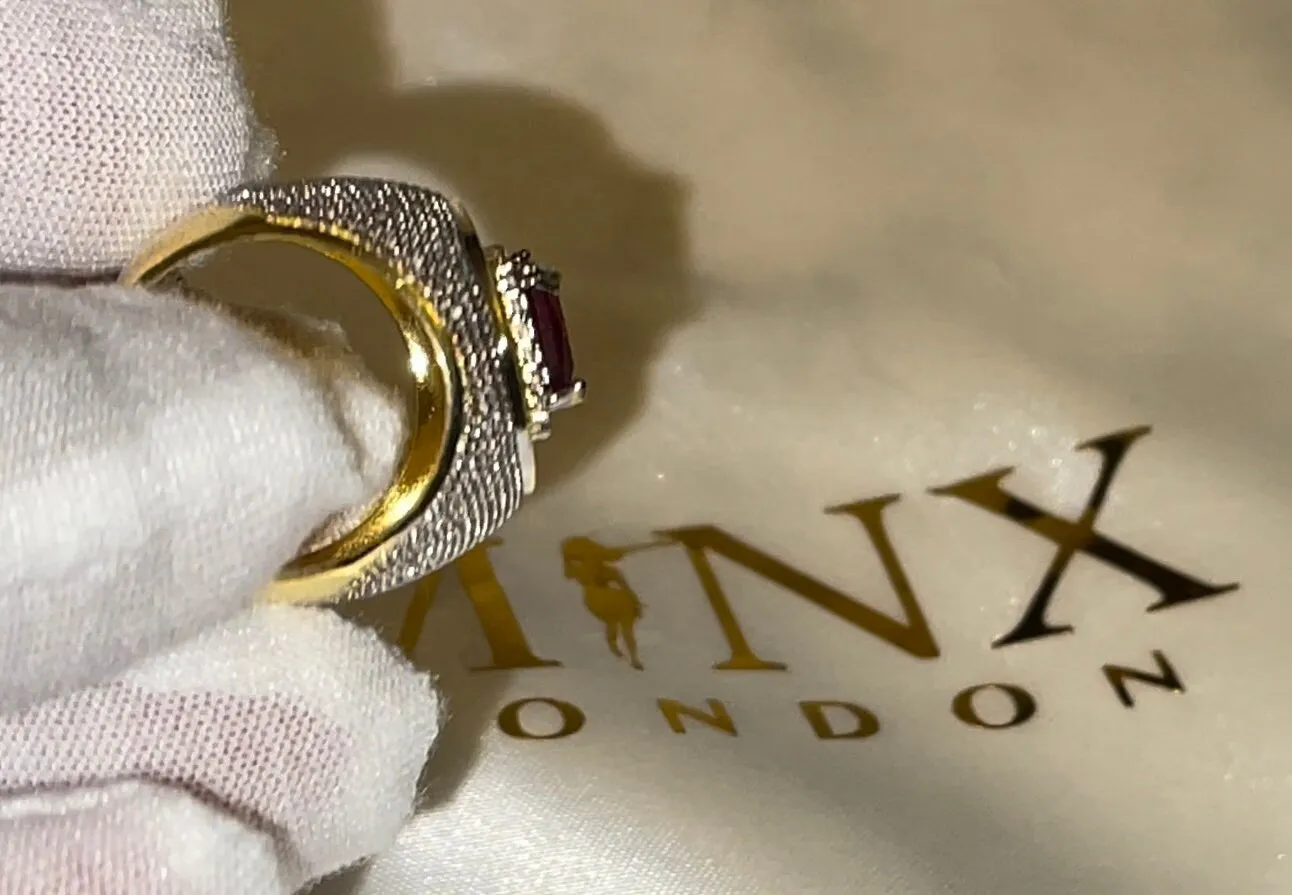 Big Iced Out Ring | Big Gold Diamond Ring | Ruby Ring | Ruby Diamond Ring | Ruby and Diamond Ring | Red Diamond Ring |  Iced Out Ring
