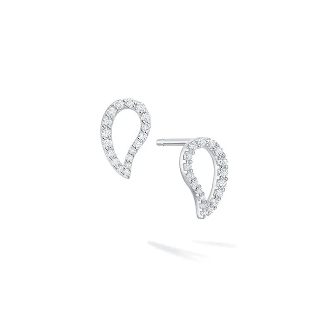 Birks 18K White Gold Open Petale Diamond Stud Earrings