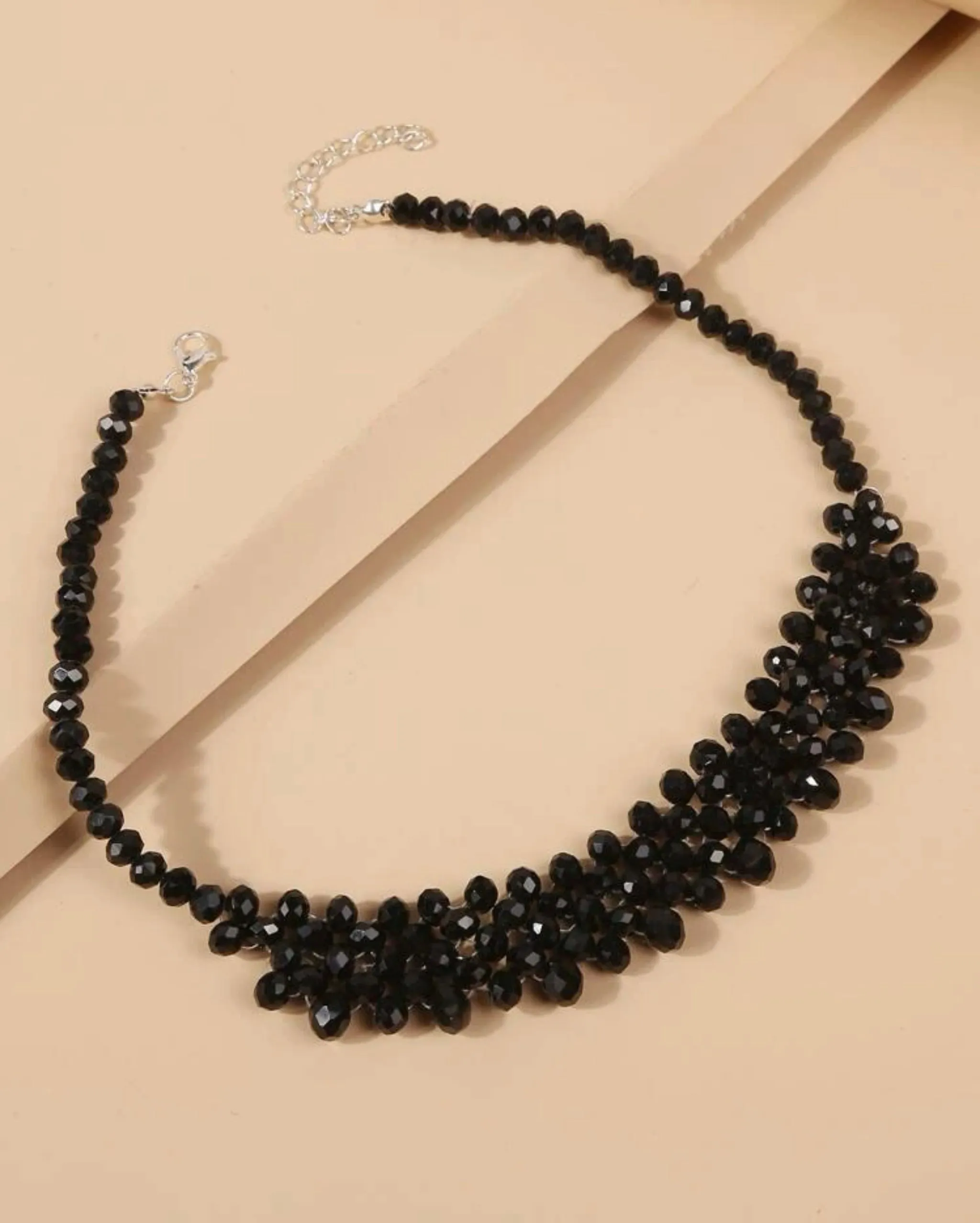 Black Crystal Beaded Necklace