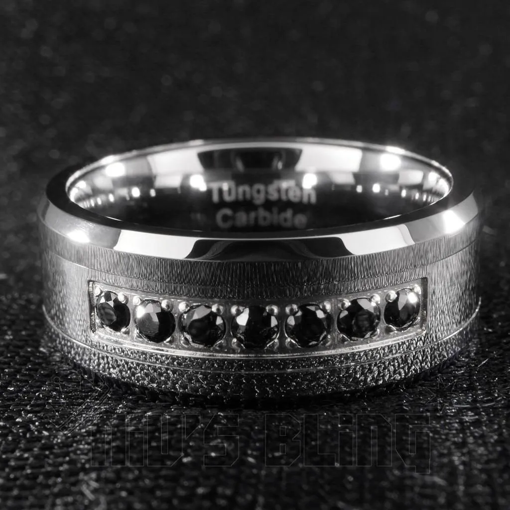 Black Diamond CZ Tungsten Carbide Simulated Ring 8MM