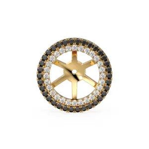 Black Diamond Solid Gold Earring Jacket for 8mm Round Pearl Beads / 2ct Pave Diamond Solid Gold Earring Jacket Findings