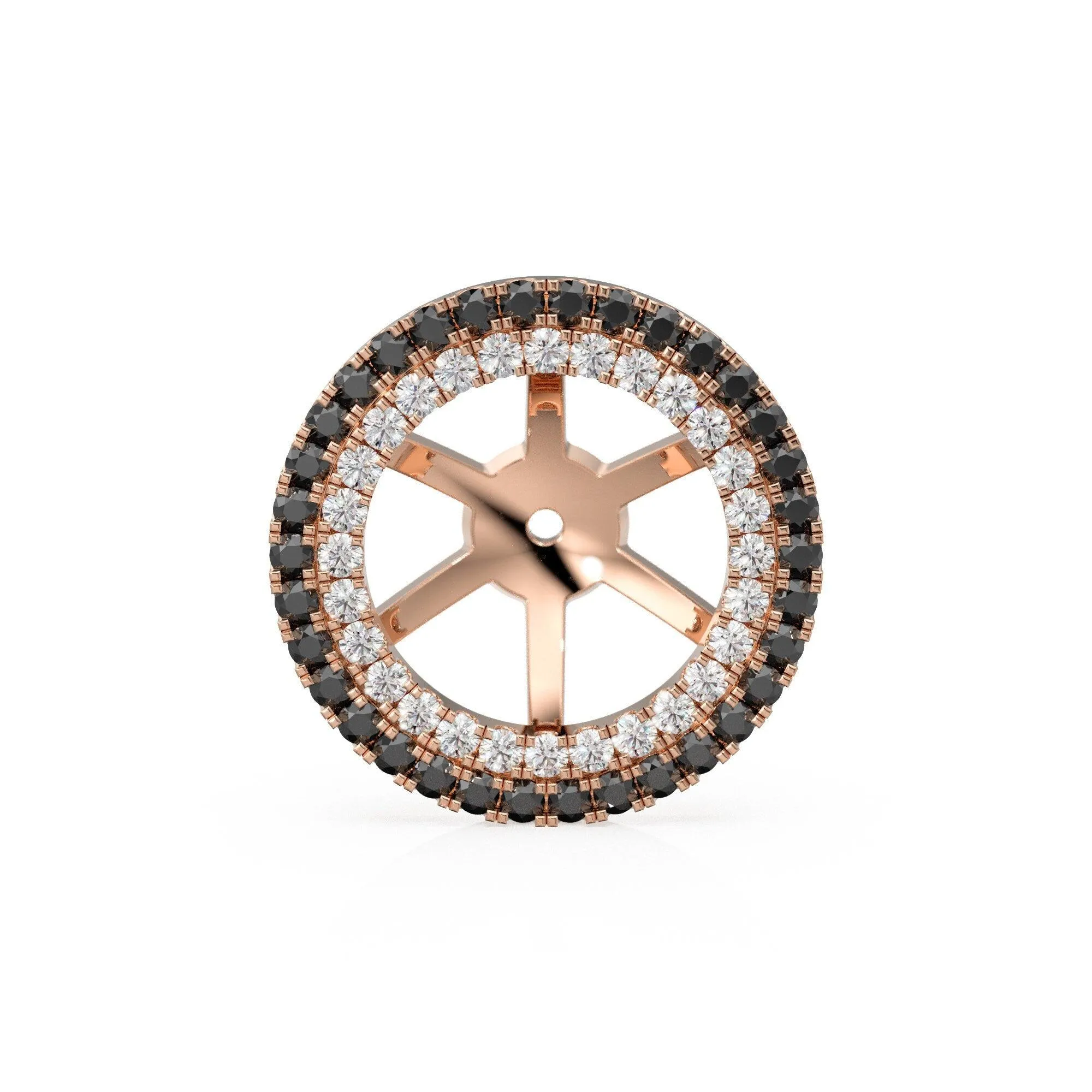 Black Diamond Solid Gold Earring Jacket for 8mm Round Pearl Beads / 2ct Pave Diamond Solid Gold Earring Jacket Findings