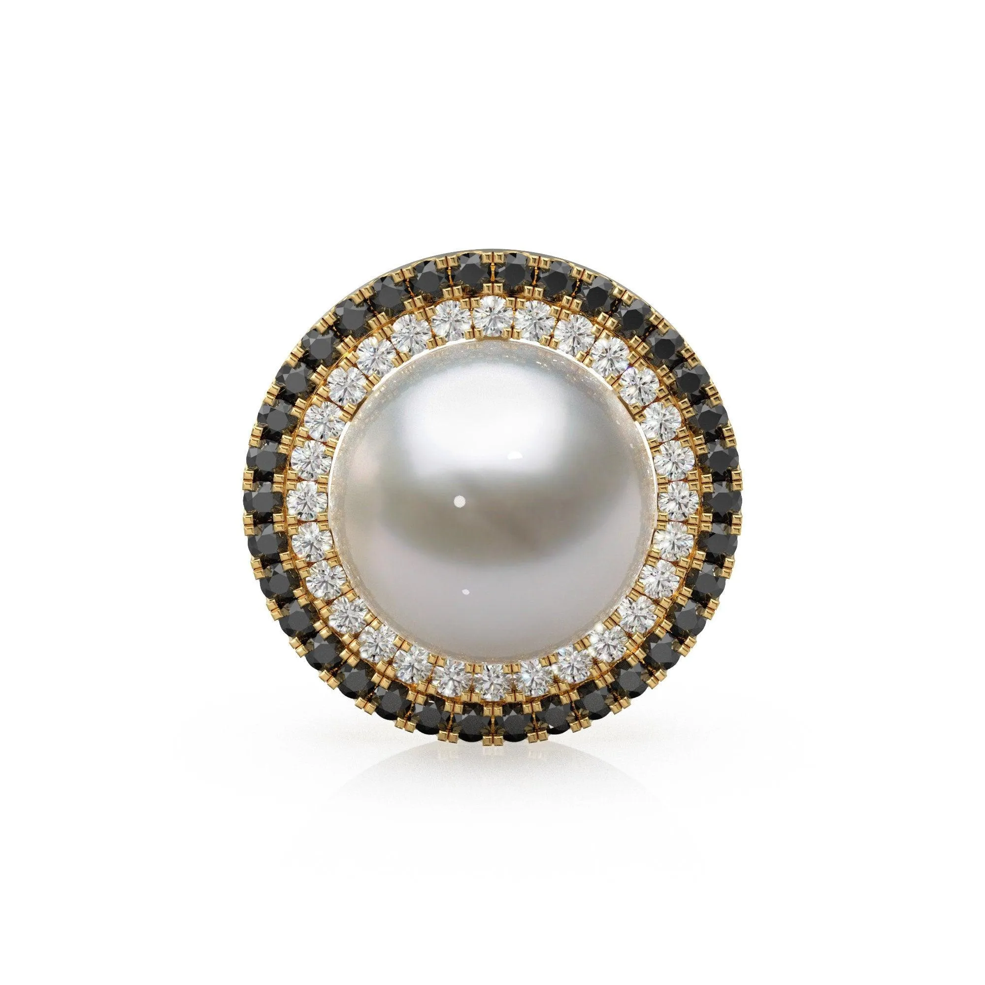 Black Diamond Solid Gold Earring Jacket for 8mm Round Pearl Beads / 2ct Pave Diamond Solid Gold Earring Jacket Findings