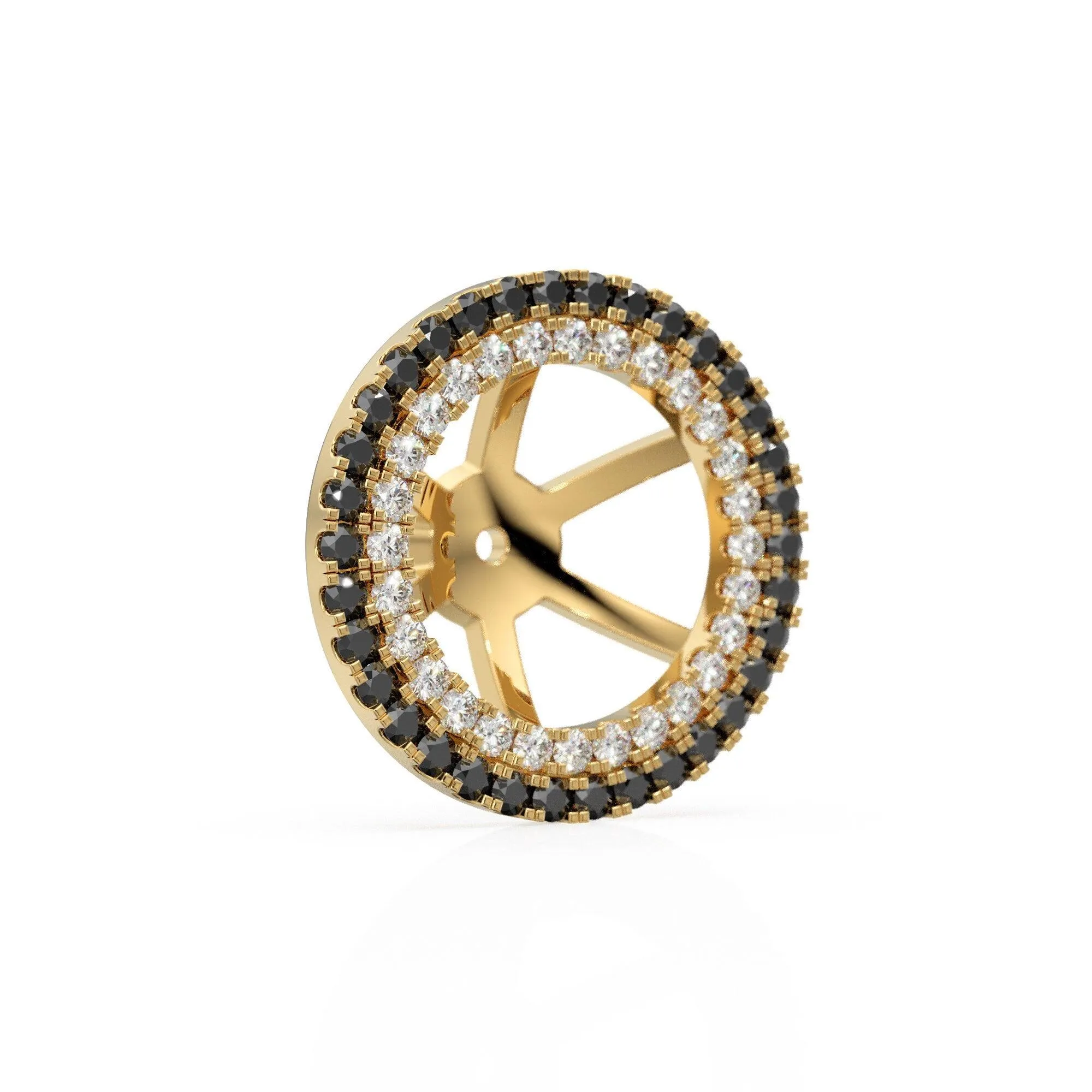 Black Diamond Solid Gold Earring Jacket for 8mm Round Pearl Beads / 2ct Pave Diamond Solid Gold Earring Jacket Findings