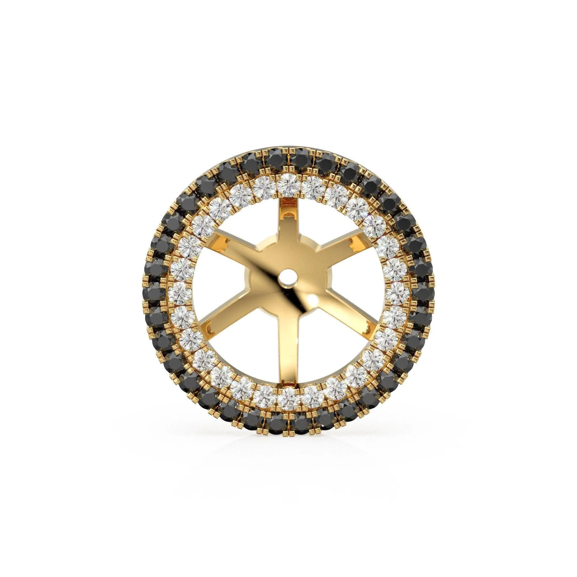 Black Diamond Solid Gold Earring Jacket for 8mm Round Pearl Beads / 2ct Pave Diamond Solid Gold Earring Jacket Findings