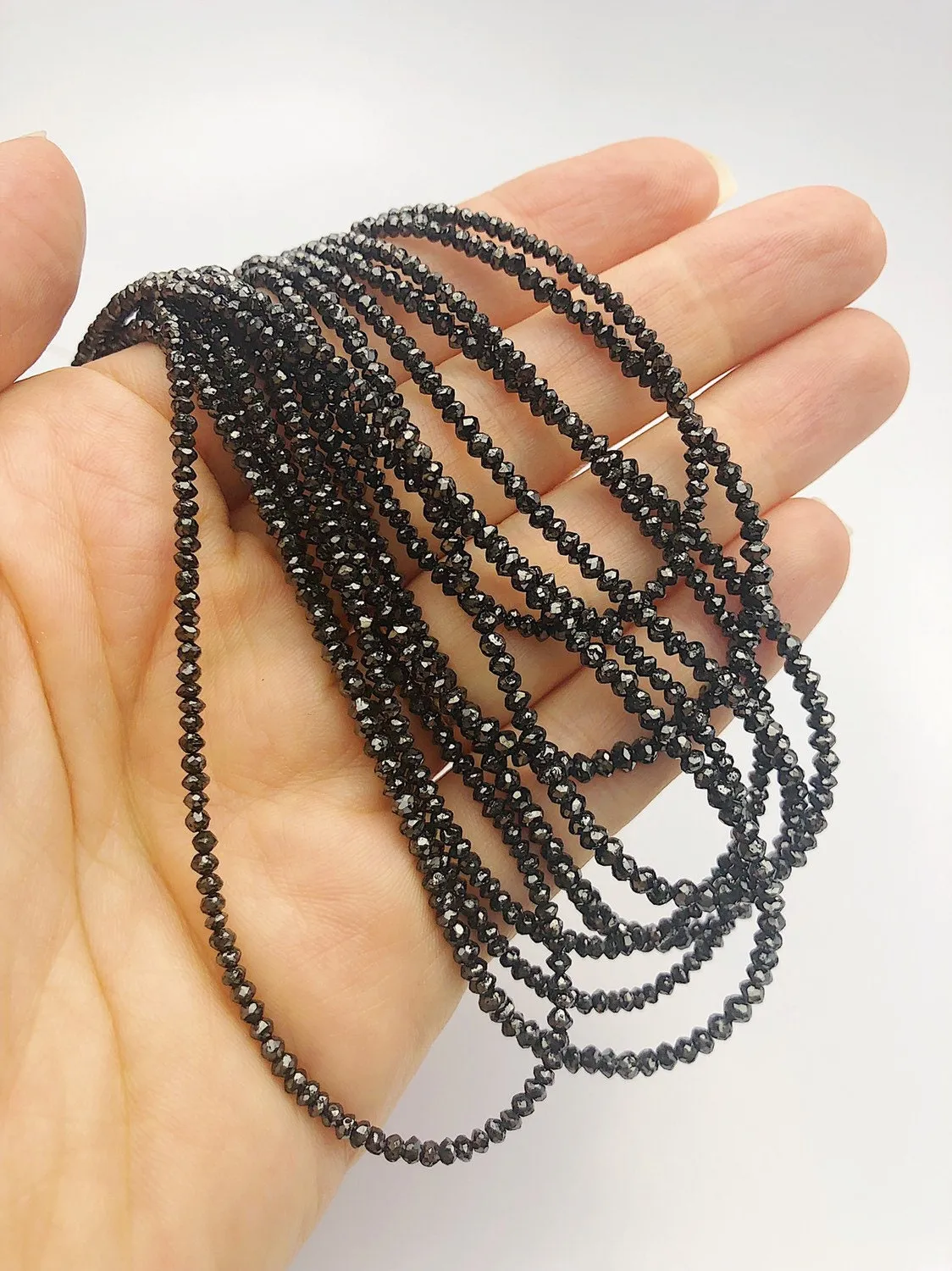 Black Diamonds, Gemstone Beads, Full Strand, 14"