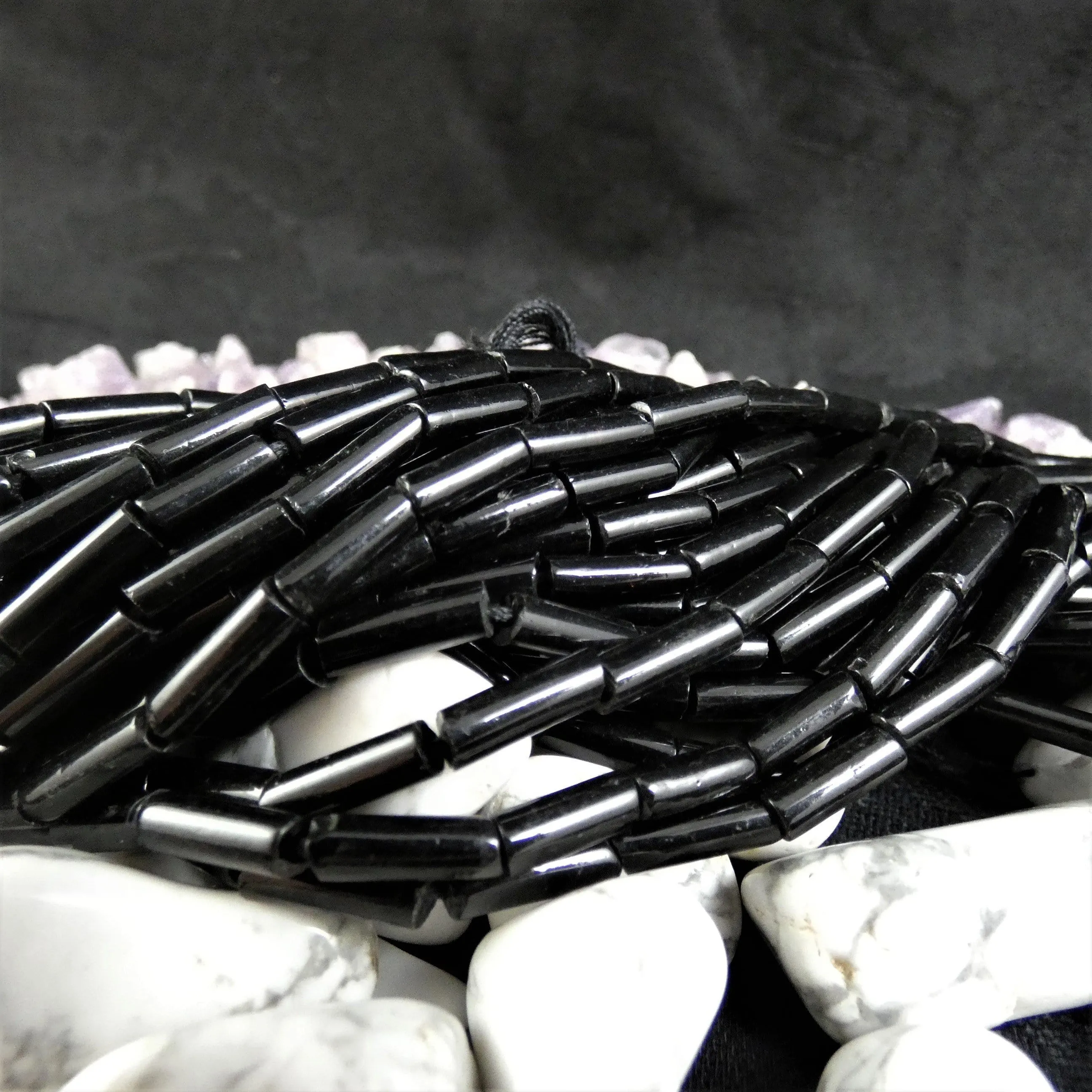 Black Glass Bead Strands(tube)