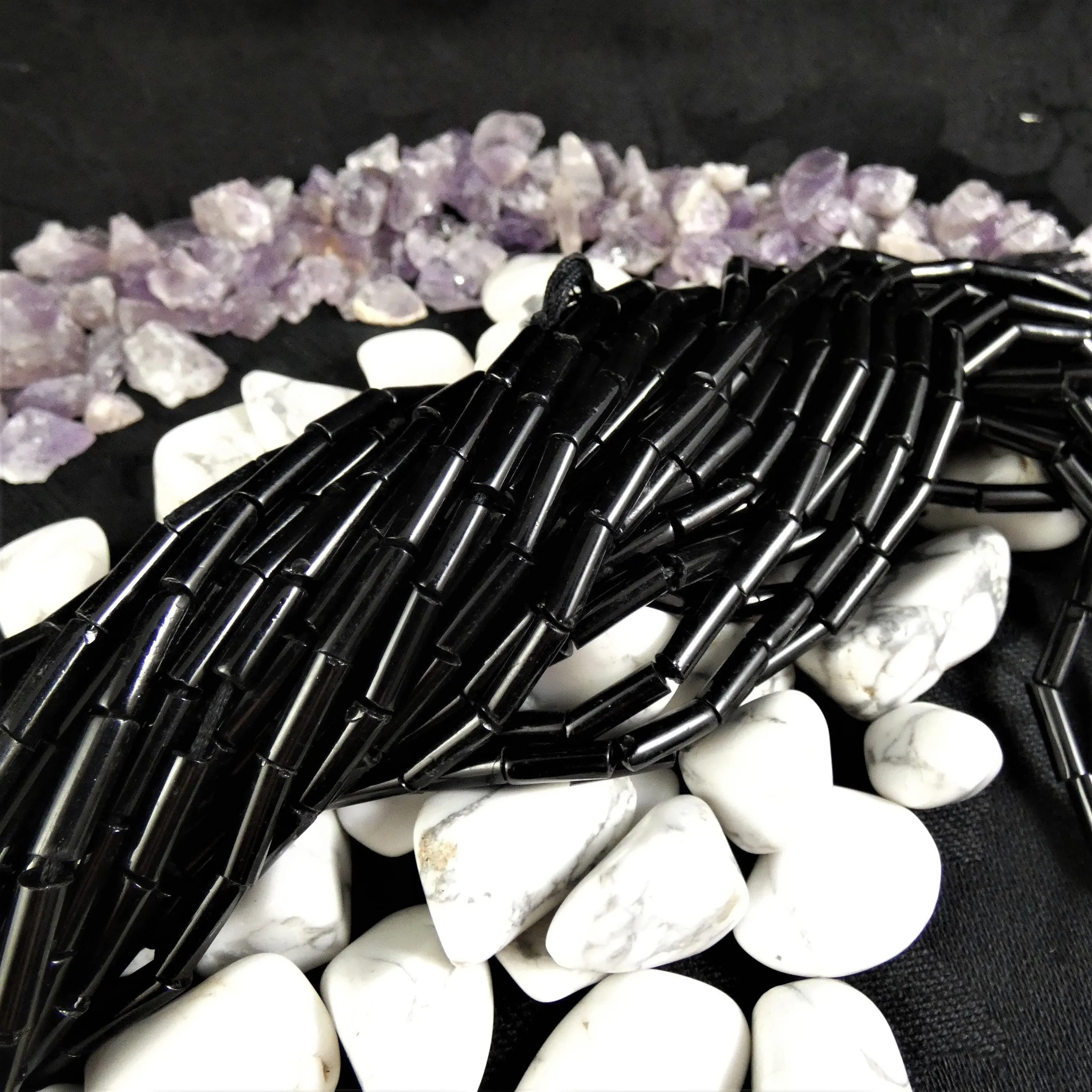 Black Glass Bead Strands(tube)
