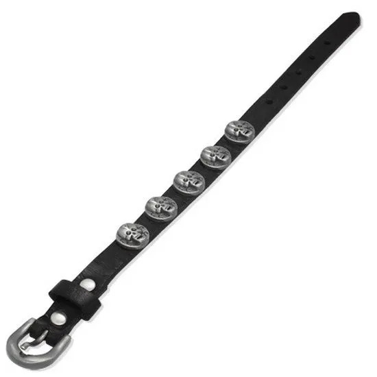 Black Leather Skull Band