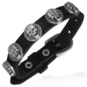 Black Leather Skull Band