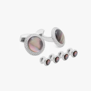 Black Mother Of Pearl Moonlight Bullseye Stud Set